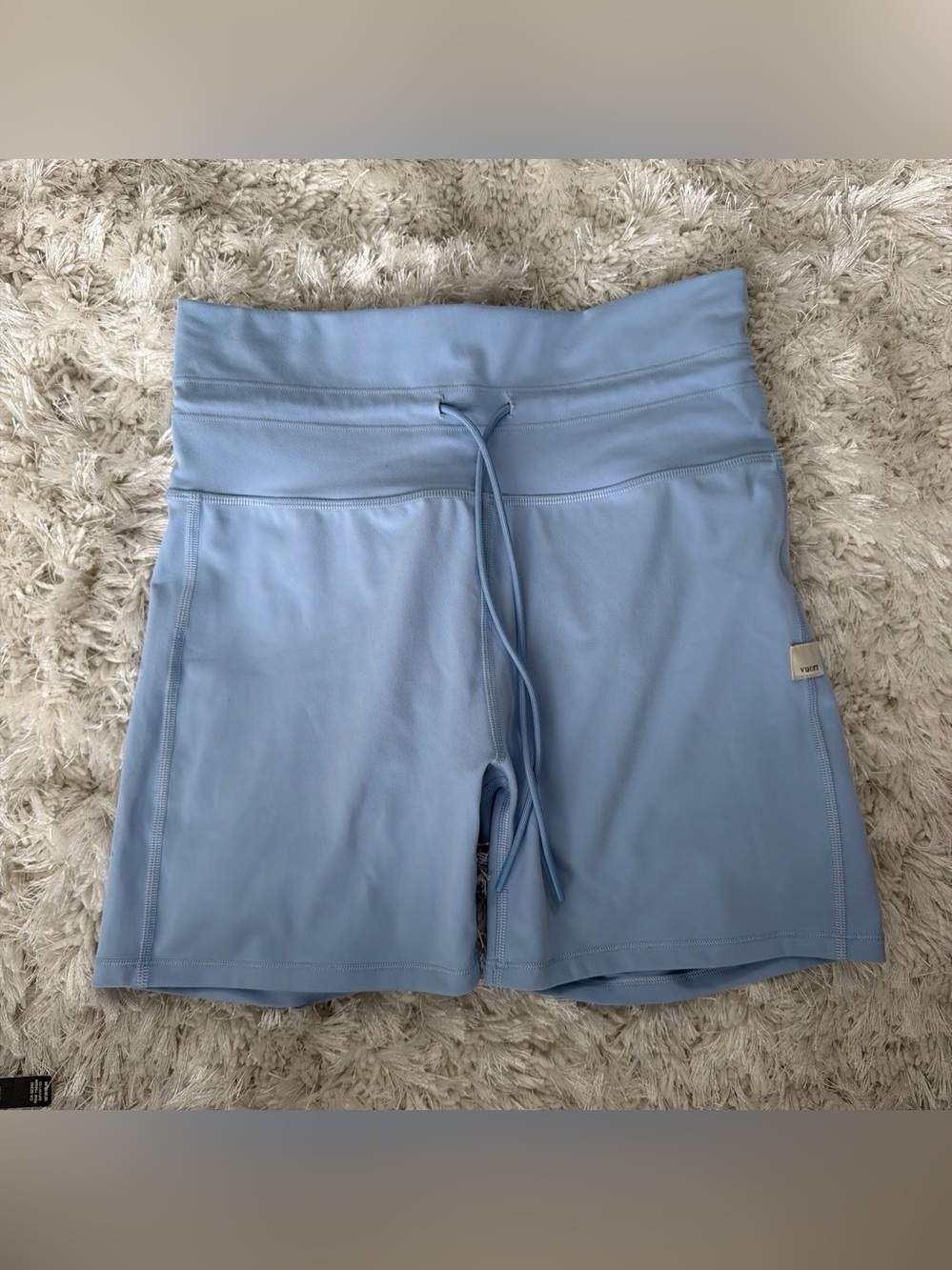 Vuori Light Blue High-Rise Bike Shorts